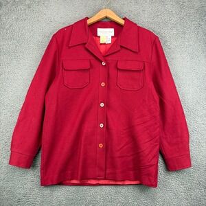 Fundamental Things Petites Vintage  Wool Red Button Up Jacket Shacket Size 12